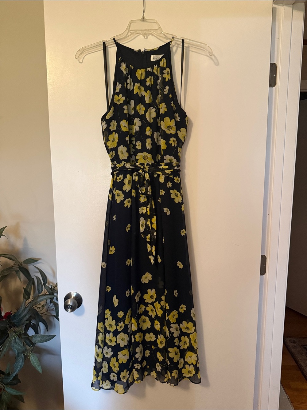 Harper Black Maxi Dress with Yellow Floral Print